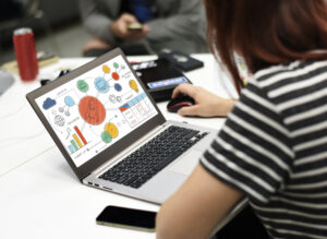 businesswoman working laptop office
